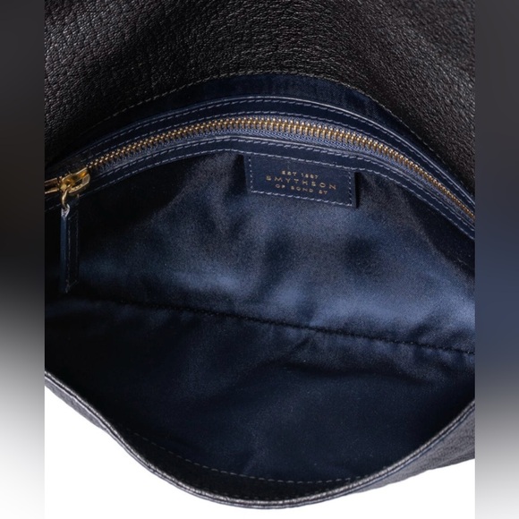 Smythson | Pebbled Leather Flap Messenger Bag in Black | Handmade in Italy - Picture 2 of 7